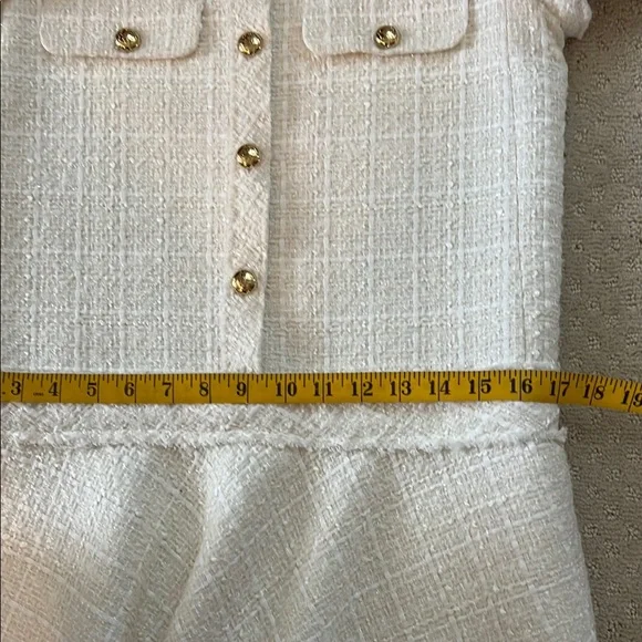 Zara Tweed Cream Mini Dress Size M - Picture 4 of 5